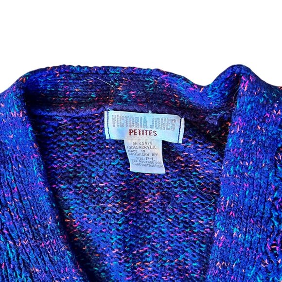 Vintage Victoria Jones Vibrant Retro Speckled Cardigan Sweater PL - Picture 5 of 6
